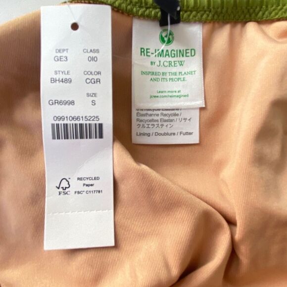 J Crew Canteen Green Wide Rib Tortoiseshell Ring String Bikini Bottom Sz S NWT - Picture 8 of 12